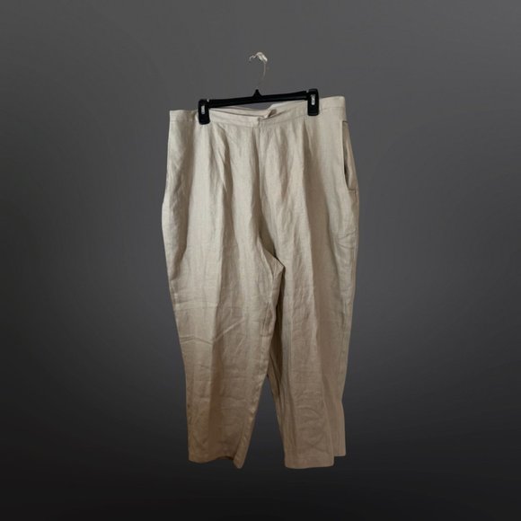 New  LINEN Crop Pants LINEA by Louis Dell’Olia Beige QVC 1x - Picture 6 of 7